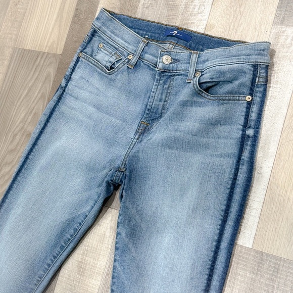 Seven for all mankind light/ medium wash side stripe straight leg jean ❤️ - Picture 4 of 9